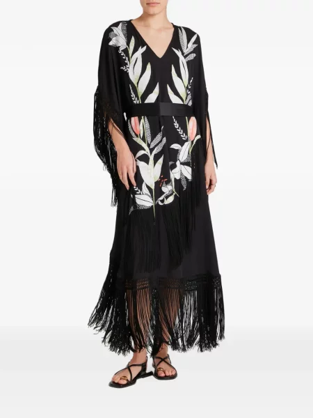 Rochie midi Temperley London cu franjuri negru