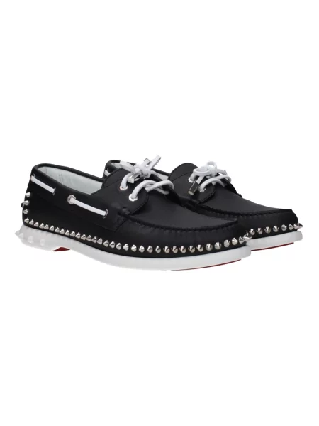 Półbuty Christian Louboutin skórzane wsuwane z ćwiekami czarne