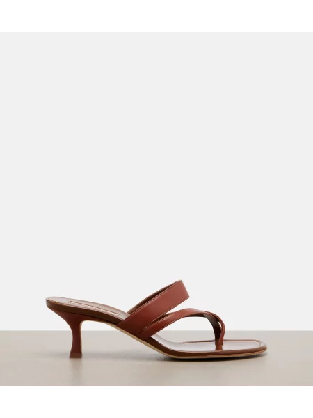 Usnjene tangice Manolo Blahnik rjava