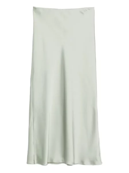 Fustă midi Patrizia Pepe din satin până la genunchi verde
