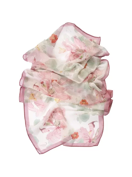 Fular Elizabetta cu model floral cu imagine roz
