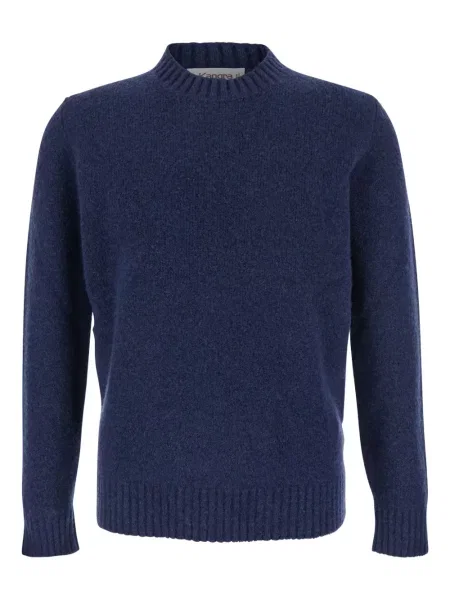 Žebrovaný svetr Kangra s kulatým výstřihem modrý