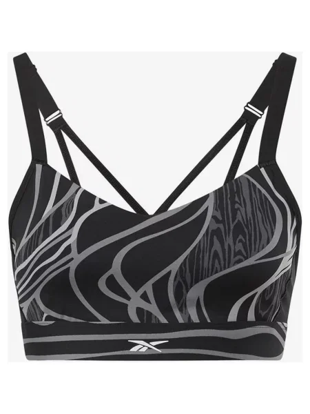 Biustonosz Reebok Lux z paskami Nature Grown Print w kolorze czarno-szarym XXS czarny