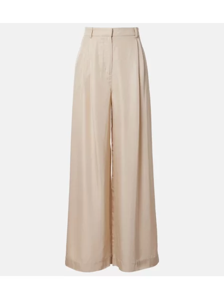 Pantaloni The Frankie Shop din țesătură twill alb