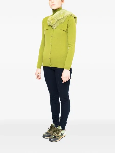 Fular La Rose tricotate cu jabot verde