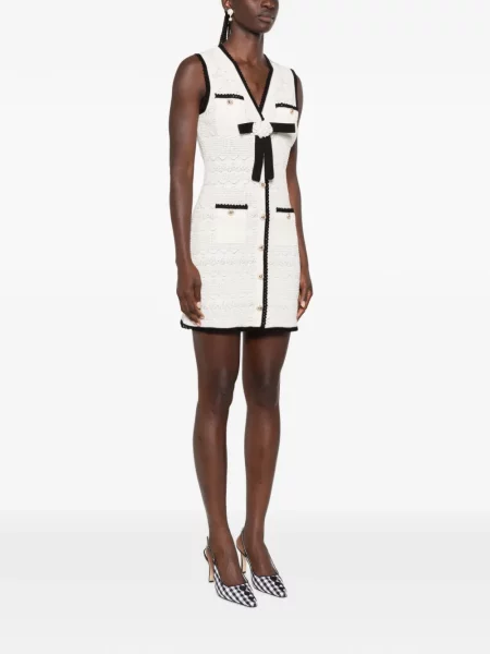 Rochie mini Self-portrait cu funde alb
