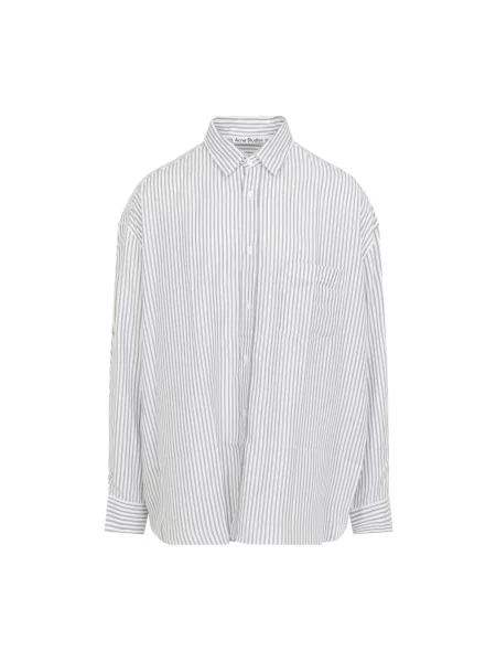 Koszula Acne Studios w paski z paskiem niebieska