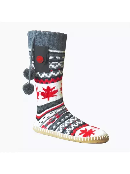 Kapcie ogrzewane ze skarpetkami Glovii GOB białe/czerwone/szare białe