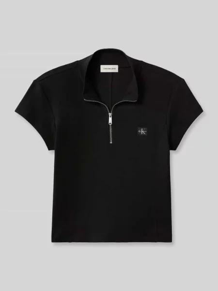 T-shirt o krótkim kroju slim fit z mieszanki bawełny Calvin Klein Jeans czarna