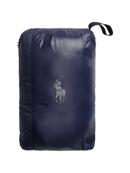 Вълнена поло тениска Polo Ralph Lauren с връзки с принт синьо