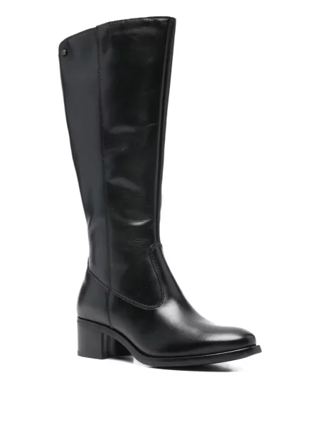 Botine Keys din piele cu autograf negru