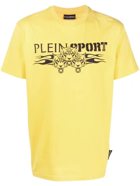 Kerek nyakú sport póló Plein Sport nyomtatás sárga