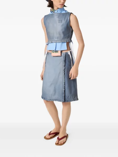 Top Miu Miu din piele albastru