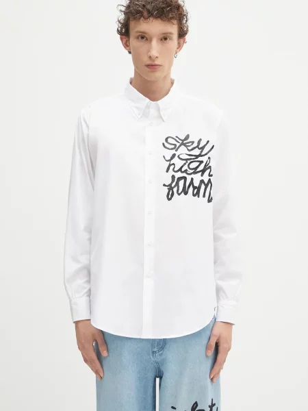 Sky High Farm cămașă din SHF overprint button down cu guler button-down regular alb