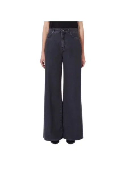 Szerokie jeansy Weekend Max Mara czarne