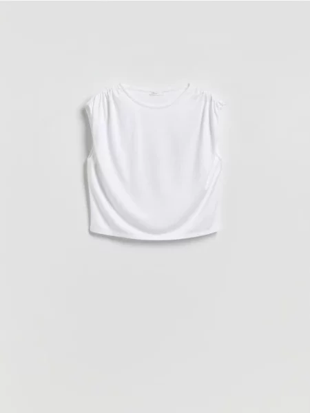 Reserved Top scurt din modal alb