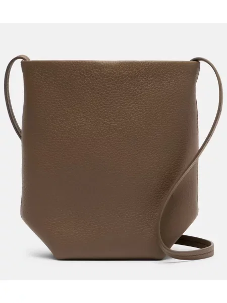 Geanta de piele The Row din piele gri