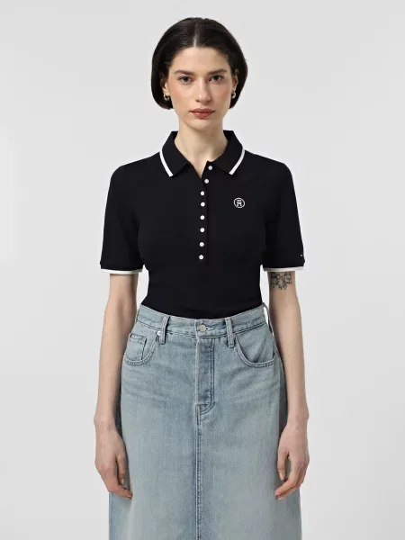 Поло Tommy Hilfiger темно-синій бавовна/ліоцел синє