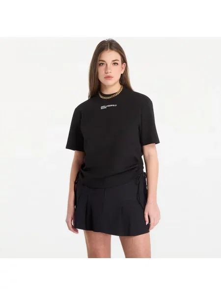 Тениска Karl Lagerfeld Jeans Reg Tie Detail Tee Black L черно