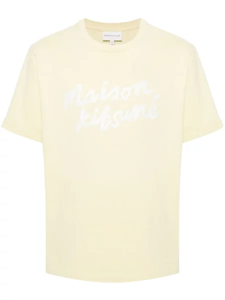 Tricou Maison Kitsune cu imagine galben