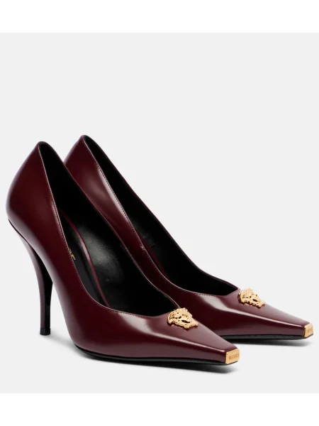 Pantofi cu toc Versace din piele bordo