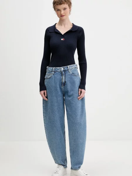 Pulover Tommy Jeans mornarsko modra