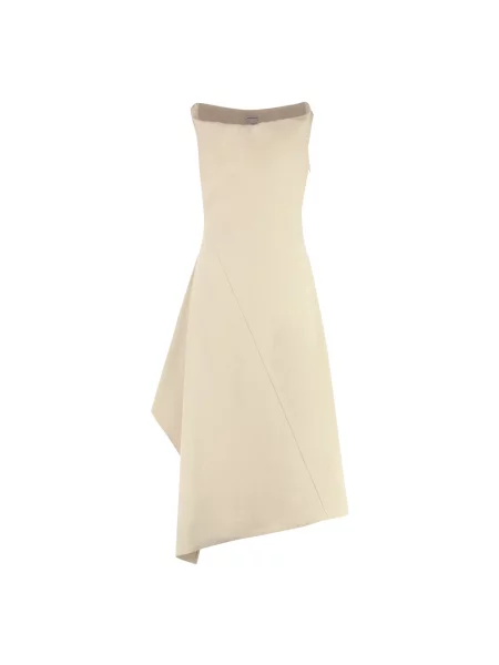 Sukienka midi Bottega Veneta beżowa