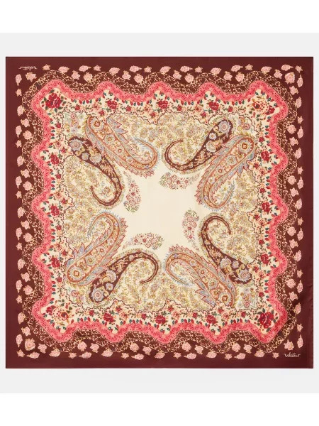 Svileni šal Valentino s printom bordo