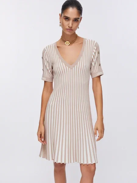 Liu Jo Rochie tricotat bej alb