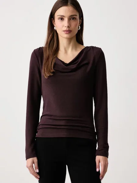 United Colors of Benetton bluzka z wiskozą brązowa