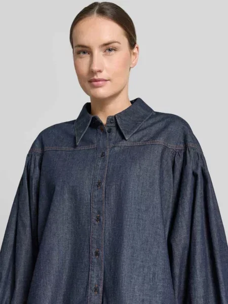 Bluzka jeansowa krój relaxed fit model SELENI' Drykorn granatowa
