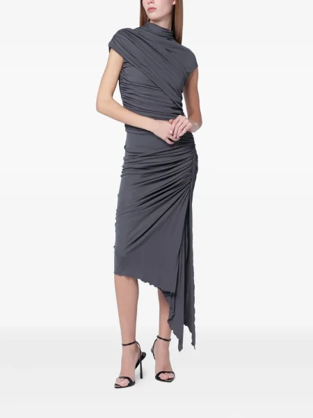 Sukienka midi Francesco Murano drapowana do kolan garniturowa szara