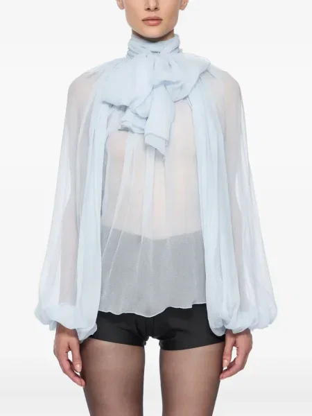 Bluză Atu Body Couture de mătase albastru