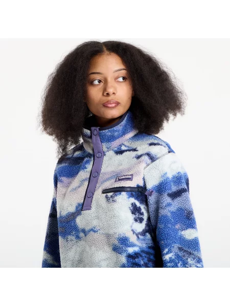 Sweter Columbia z logo polarowy zapinany na zatrzaski niebieski