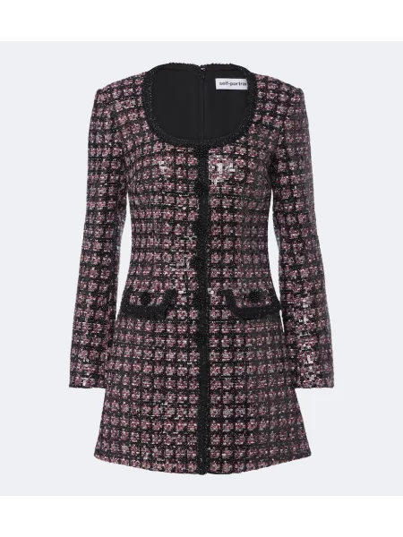 Bouclé rochie Self-portrait negru