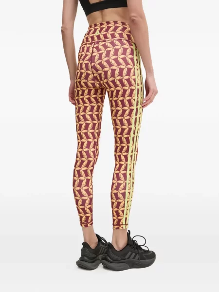 Spodnie Adidas w paski z autografem do biegania zielone