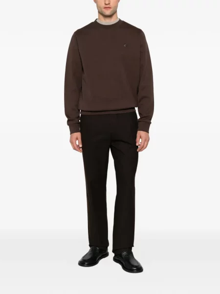 Суитчър Boss с кръгло деколте с автограф кафяво