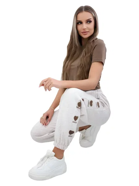 Kalhoty Amour melanž béžová