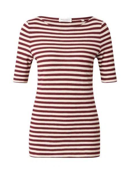 Marc O'Polo Tricou roșu bordeaux alb