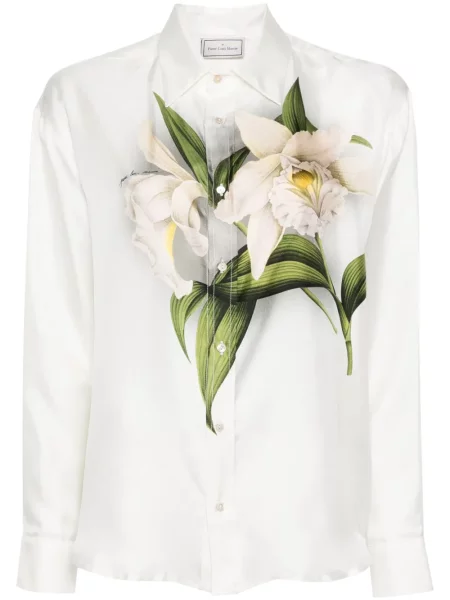 Cămașă Pierre-louis Mascia de mătase cu model floral cu imagine alb