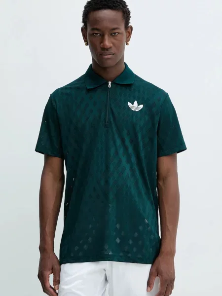 Тениска с яка adidas Originals Polo Pro с принт зелено