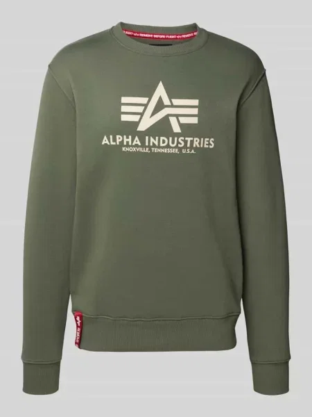 Bluza z nadrukiem z logo Alpha Industries oliwkowa