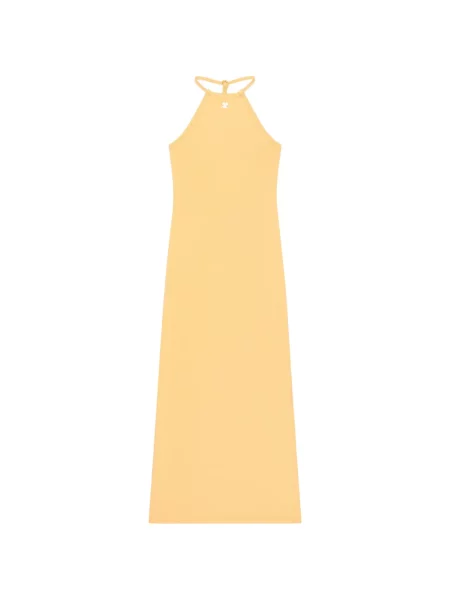 Rochie Courreges cu broderie cu gât halter de costum portocaliu