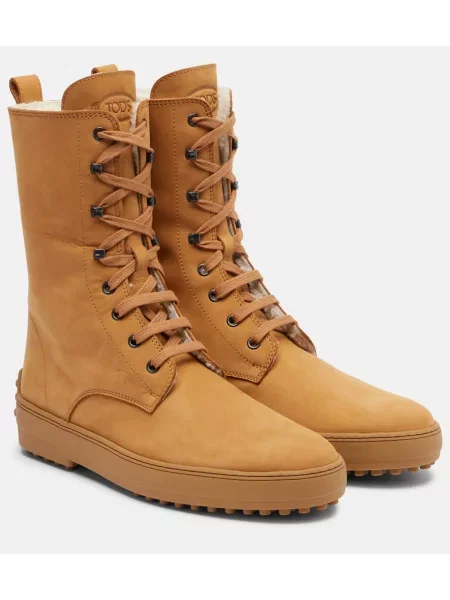Botine Tod's cu șireturi din piele maro