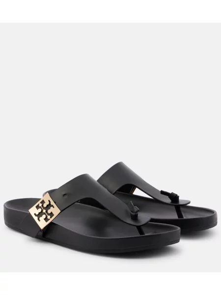 Chiloți tanga Tory Burch din piele negru