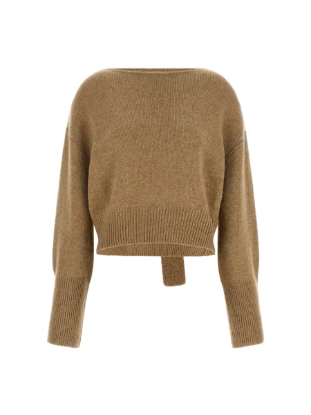Sweter Ermanno Scervino z kokardką z kaszmiru beżowy
