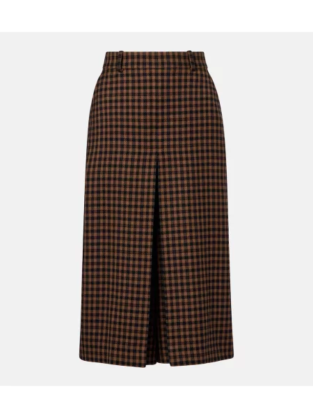 Pantaloni culottes Saint Laurent de lână bej