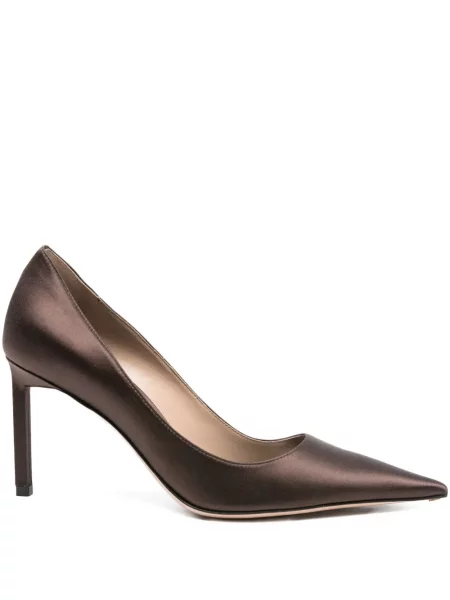 Pantofi cu toc Tom Ford din satin maro