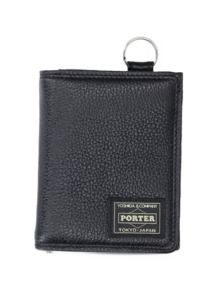 Кожено портмоне Porter-yoshida & Co. с автограф черно
