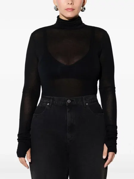 Tricou mânecă lungă Marcella transparente negru